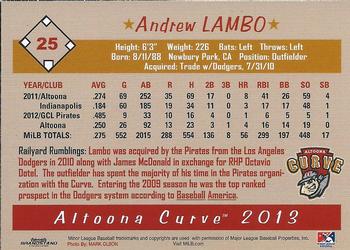 2013 Grandstand Altoona Curve #NNO Andrew Lambo Back