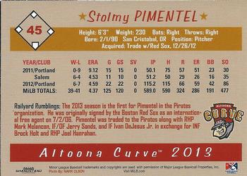 2013 Grandstand Altoona Curve #NNO Stolmy Pimentel Back