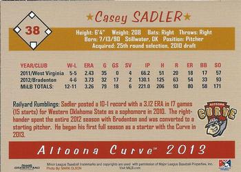 2013 Grandstand Altoona Curve #NNO Casey Sadler Back