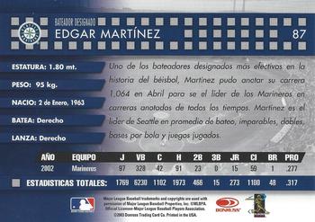 2003 Donruss Estrellas #87 Edgar Martinez Back