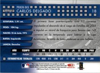 2004 Donruss Estrellas #18 Carlos Delgado Back