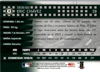 2004 Donruss Estrellas #28 Eric Chavez Back