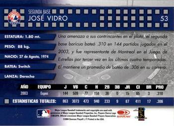2004 Donruss Estrellas #53 Jose Vidro Back