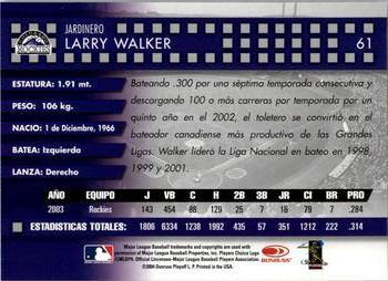 2004 Donruss Estrellas #61 Larry Walker Back