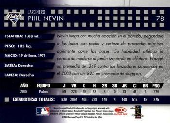 2004 Donruss Estrellas #78 Phil Nevin Back