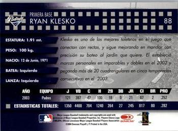 2004 Donruss Estrellas #88 Ryan Klesko Back