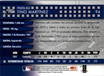 2004 Donruss Estrellas #94 Tino Martinez Back