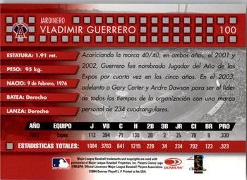 2004 Donruss Estrellas #100 Vladimir Guerrero Back