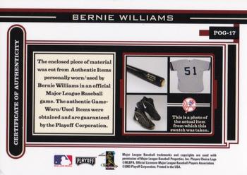 2003 Playoff Piece of the Game #POG-17 Bernie Williams Back