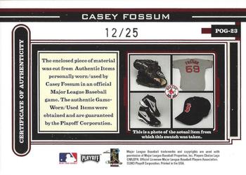 2003 Playoff Piece of the Game #POG-23 Casey Fossum Back