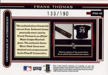 2003 Playoff Piece of the Game #POG-32 Frank Thomas Back