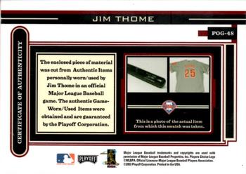 2003 Playoff Piece of the Game #POG-48 Jim Thome Back
