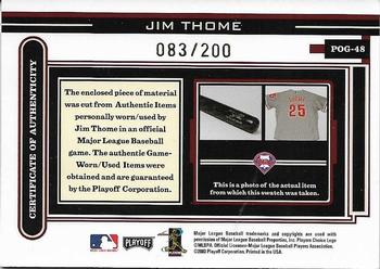 2003 Playoff Piece of the Game #POG-48 Jim Thome Back