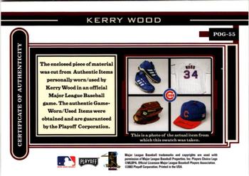 2003 Playoff Piece of the Game #POG-55 Kerry Wood Back