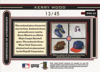2003 Playoff Piece of the Game #POG-55 Kerry Wood Back