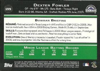 2009 Bowman #199 Dexter Fowler Back