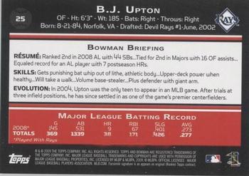 2009 Bowman #25 B.J. Upton Back