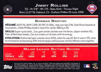 2009 Bowman #6 Jimmy Rollins Back