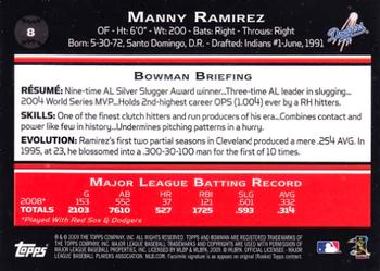 2009 Bowman #8 Manny Ramirez Back