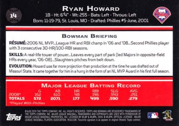 2009 Bowman #14 Ryan Howard Back