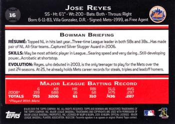 2009 Bowman #16 Jose Reyes Back