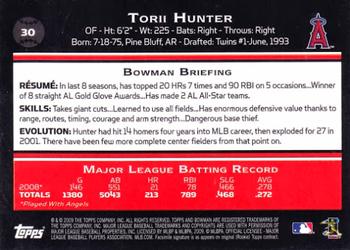 2009 Bowman #30 Torii Hunter Back