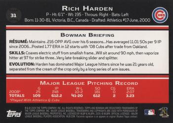 2009 Bowman #31 Rich Harden Back