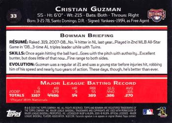 2009 Bowman #33 Cristian Guzman Back
