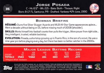 2009 Bowman #35 Jorge Posada Back