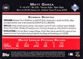 2009 Bowman #39 Matt Garza Back