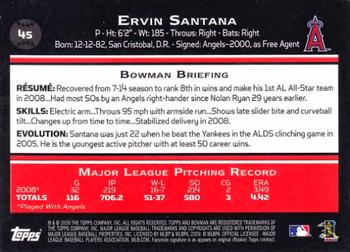 2009 Bowman #45 Ervin Santana Back