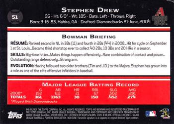 2009 Bowman #51 Stephen Drew Back
