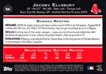 2009 Bowman #56 Jacoby Ellsbury Back