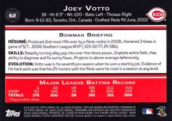 2009 Bowman #62 Joey Votto Back