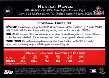 2009 Bowman #65 Hunter Pence Back