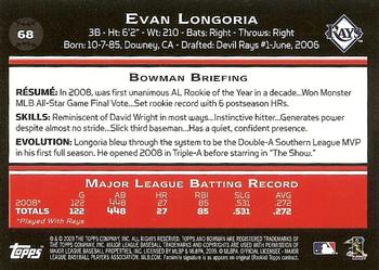 2009 Bowman #68 Evan Longoria Back