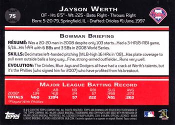 2009 Bowman #75 Jayson Werth Back