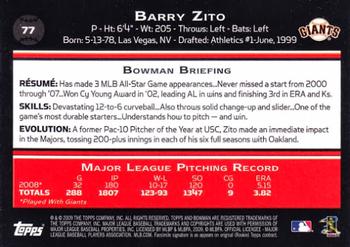 2009 Bowman #77 Barry Zito Back