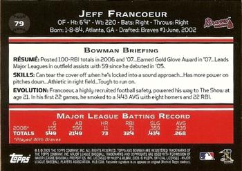 2009 Bowman #79 Jeff Francoeur Back