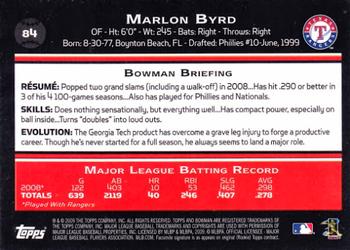 2009 Bowman #84 Marlon Byrd Back