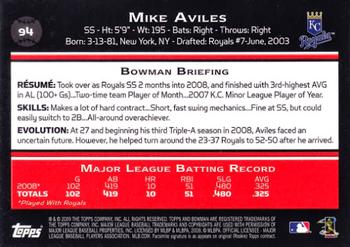 2009 Bowman #94 Mike Aviles Back