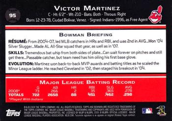 2009 Bowman #95 Victor Martinez Back