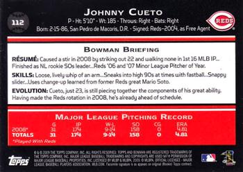 2009 Bowman #112 Johnny Cueto Back