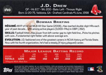 2009 Bowman #140 J.D. Drew Back