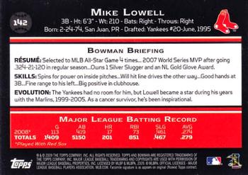 2009 Bowman #142 Mike Lowell Back