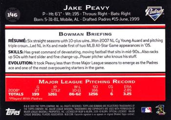 2009 Bowman #146 Jake Peavy Back