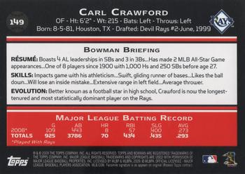 2009 Bowman #149 Carl Crawford Back