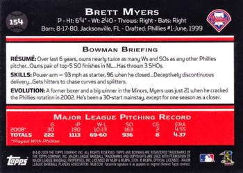 2009 Bowman #154 Brett Myers Back