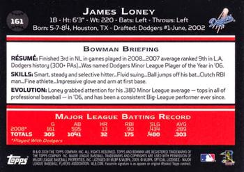 2009 Bowman #161 James Loney Back