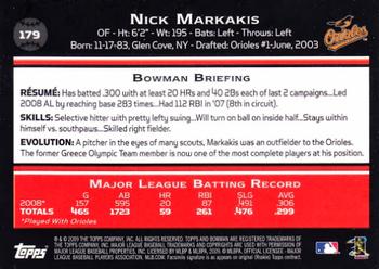 2009 Bowman #179 Nick Markakis Back